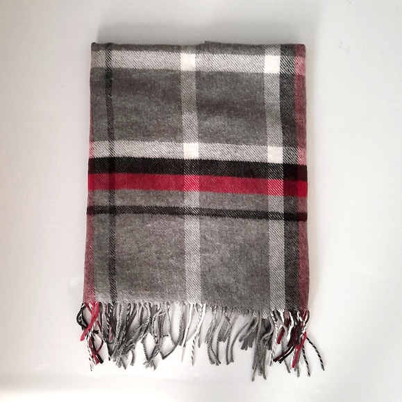 🇮🇹 L' Accessorio Italiano Made in Italy Gray Plaid Winter Scarf - Picture 7 of 10